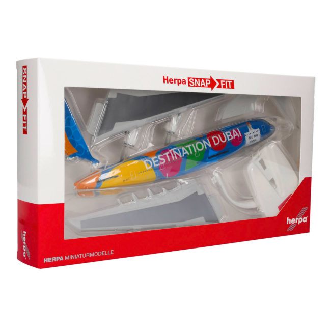 Herpa Snap-Fit Flugzeugmodell Emirates Airbus A380-800 "Destination Dubai" (1:250)